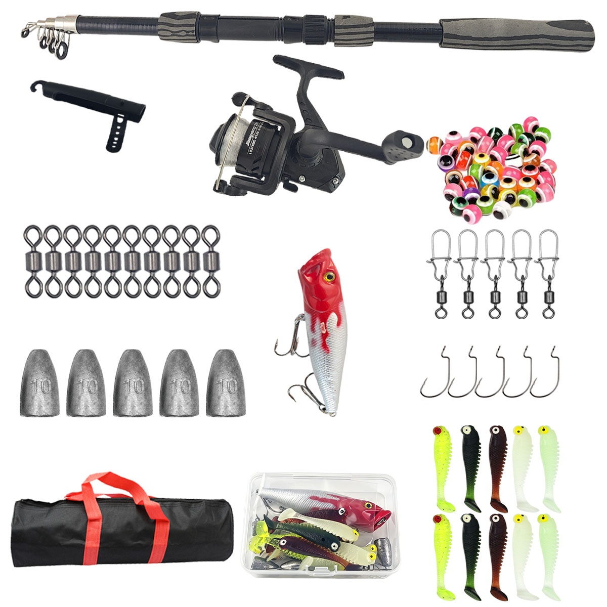 Fishing Lure Spinner - Przenośny zestaw wędkarski z teleskopową wędką